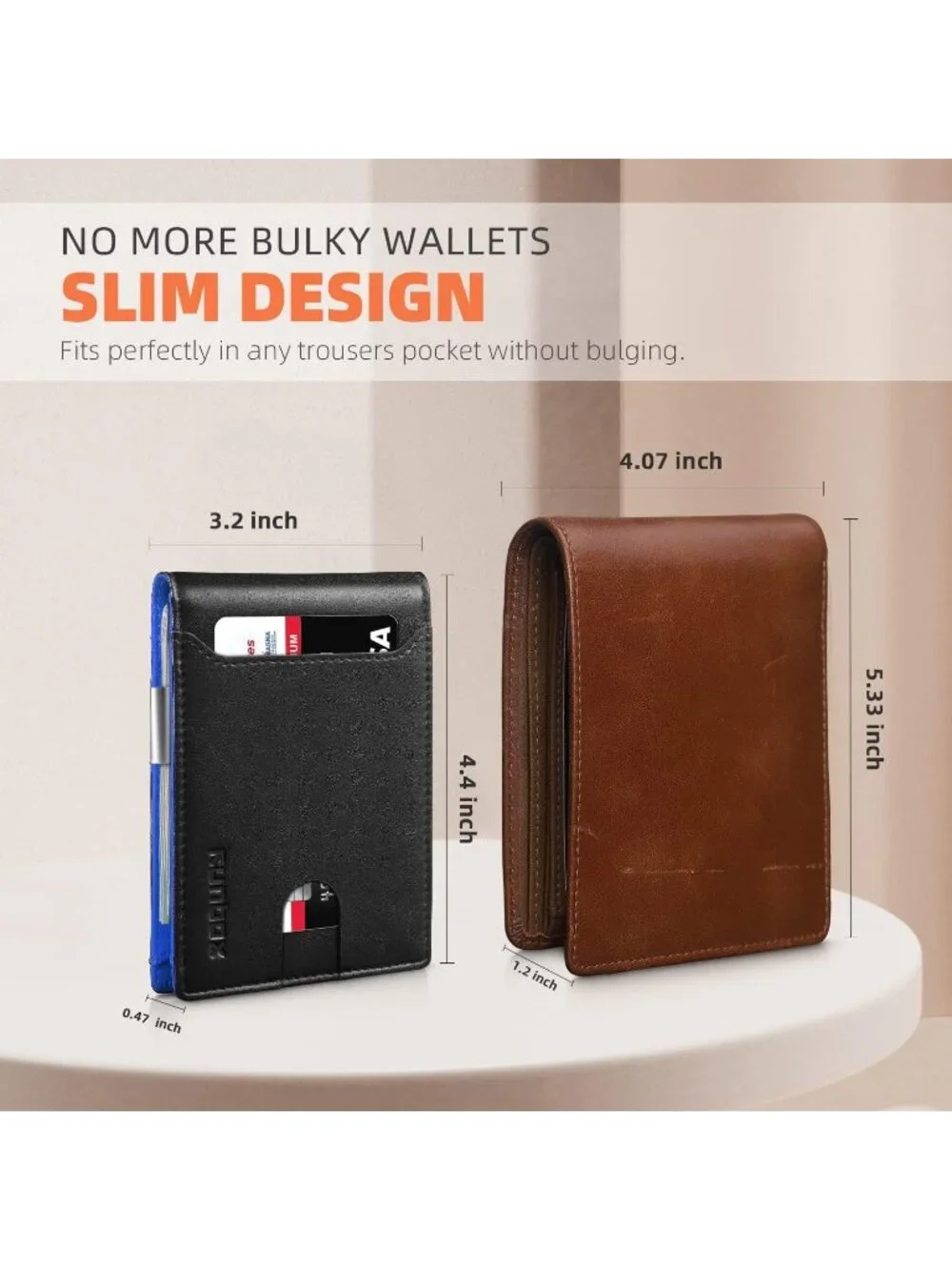 〽️Man Classic Black Leather Money RFID Blocking Pocket Bifold Credit Card Wallet